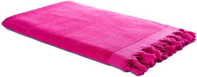 Carenesse Badetuch 2in1 Hamamtuch 90x190 cm pink Saunahandtuch Strandtuch Badetuch, 100% Baumwolle, Zweiseitiges Hamam Handtuch Pestemal Fouta Yogatuch Campingtuch