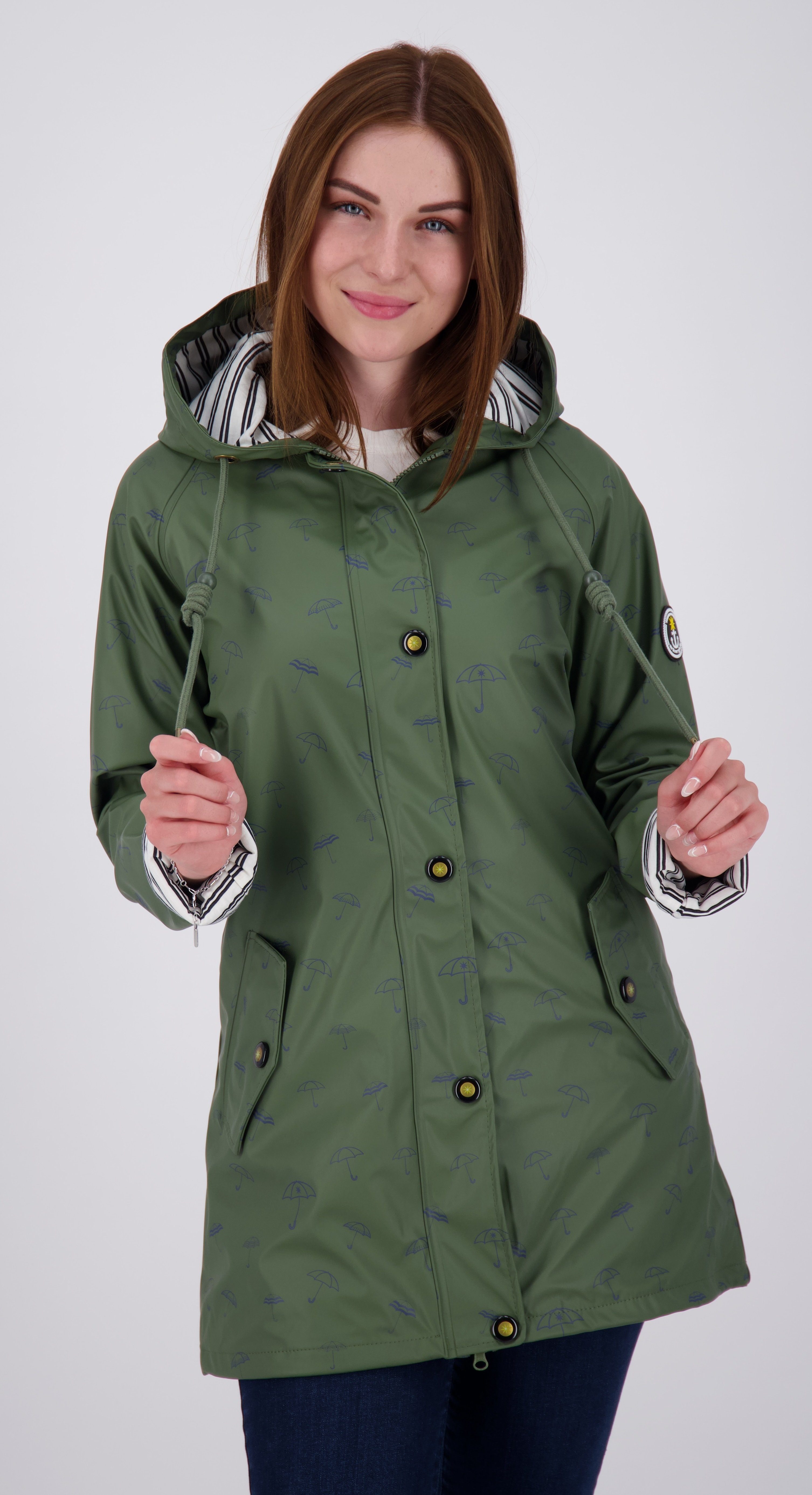 DEPROC Active Regenjacke Friesennerz WIZZARD PEAK WOMEN UMBR auch in Großen Größen erhältlich grün | Windbreakers