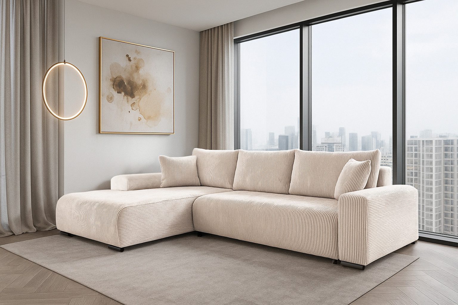 storez24 Ecksofa Soffe, mit Bettkasten und Schlaffunktion, Cordstoff, L-For günstig online kaufen