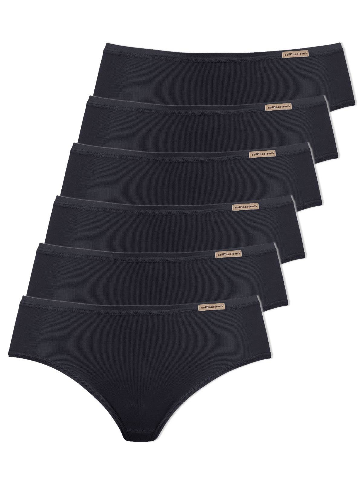 COMAZO schwarz Slips Vegan 6er Jazz-Pants (Packung, Jazzpants 6-St) aus Pack Damen Baumwolle