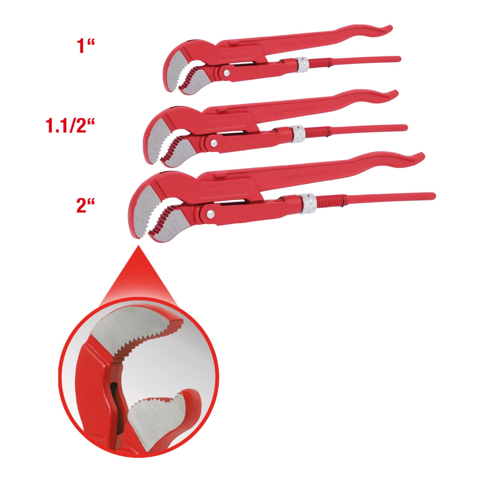 KS Tools Rohrzange KS Tools Eckrohrzangen-Satz, 3-teilig