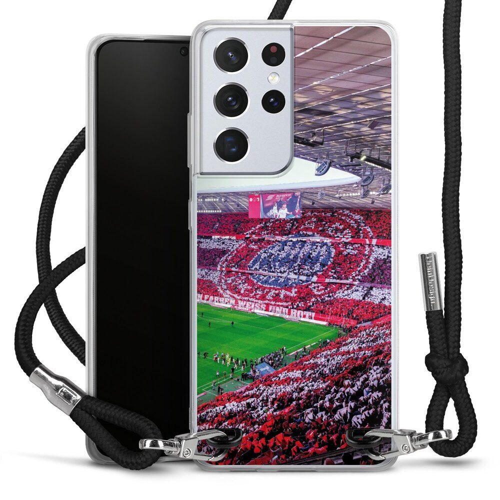DeinDesign Handyhülle FCB Stadion FC Bayern München FCB Stadion Tribüne, Samsung Galaxy S21 Ultra 5G Handykette Hülle mit Band Cover mit Kette