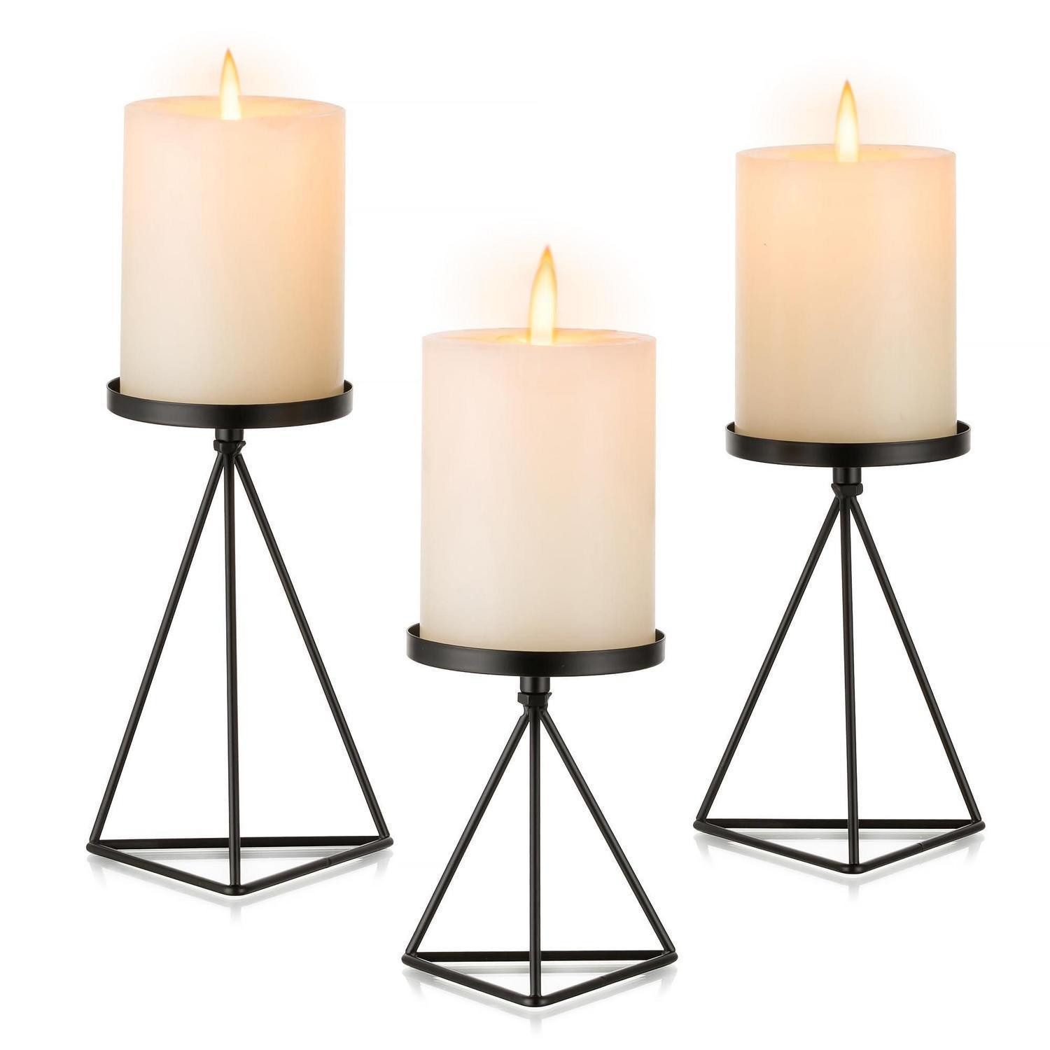 LuxusKollektion Kerzenständer Kerzenhalter Metall Schwarz 3er Set (3 St)