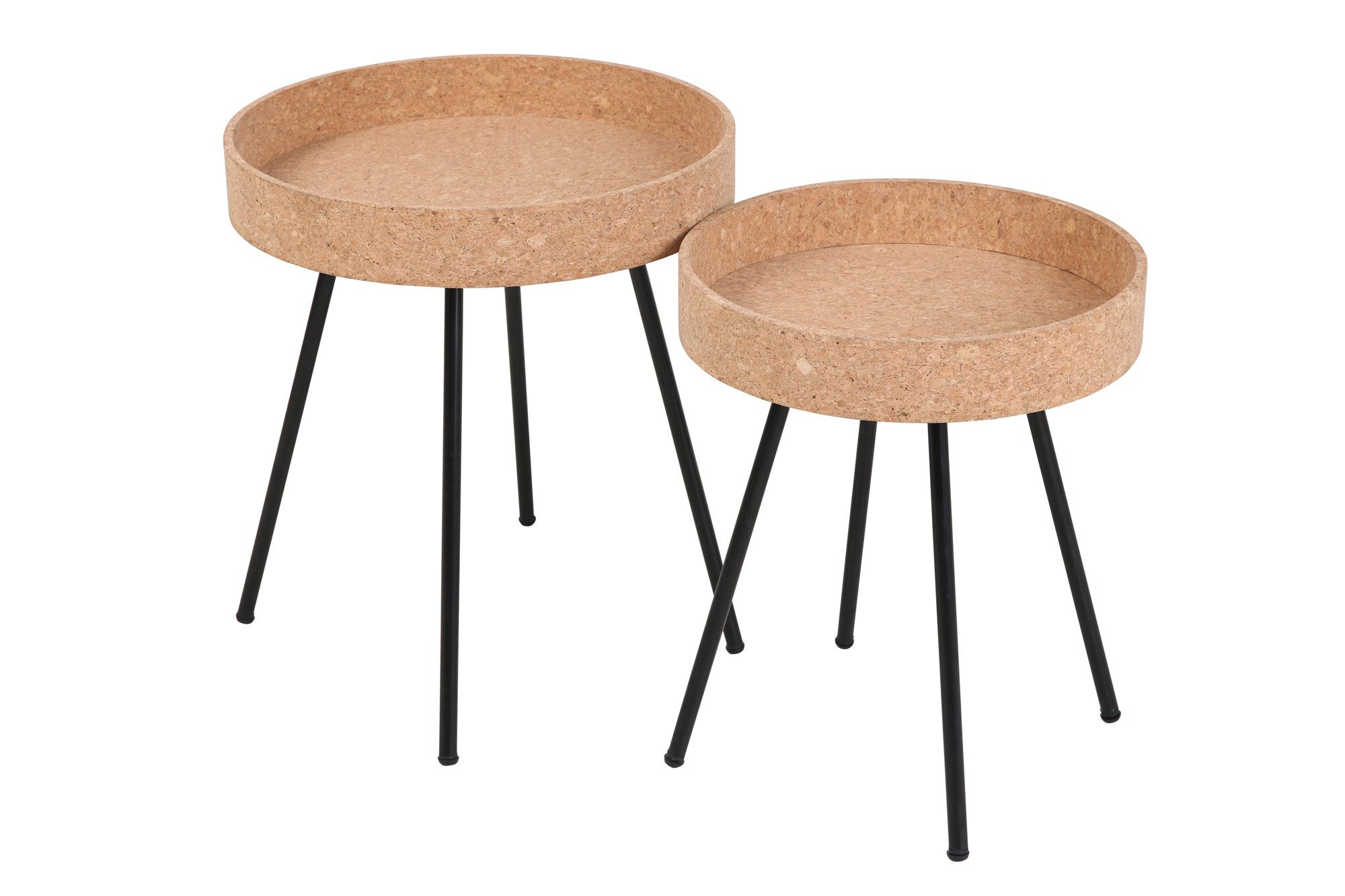 dynamic24 Beistelltisch, Beistelltisch 2er Set CORK Holz natur