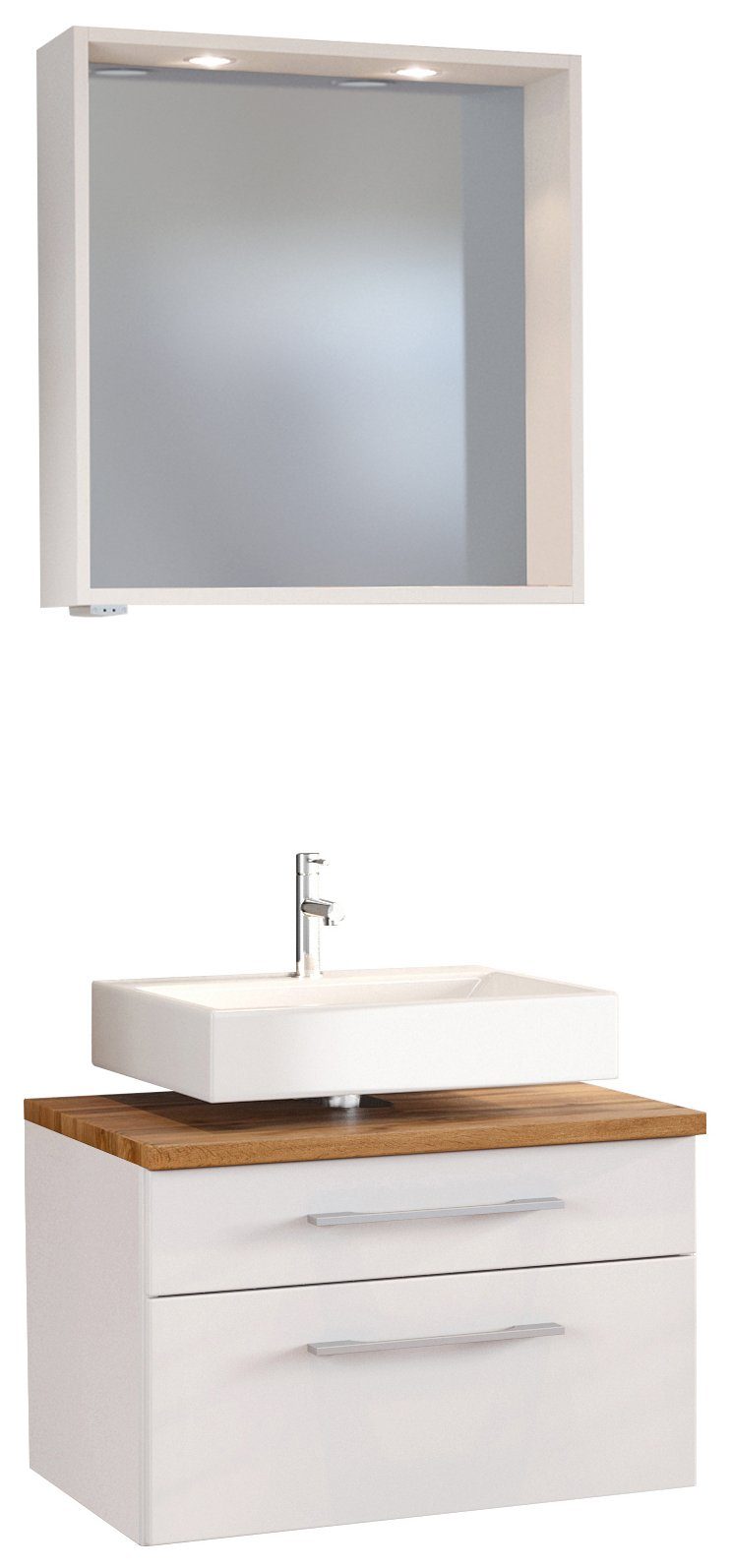 HELD MÖBEL Badmöbel-Set Unterbecken-Set Davos 60 cm weiß/matt weiß