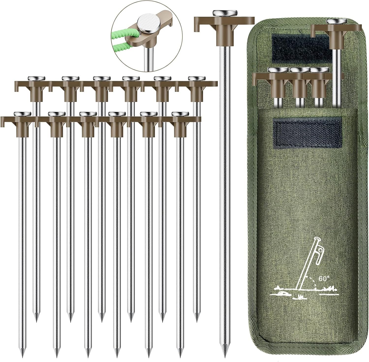 Zelthering 14 Stück Packung Aluminium Zeltheringe mit Aufbewahrungstasche 20 cm