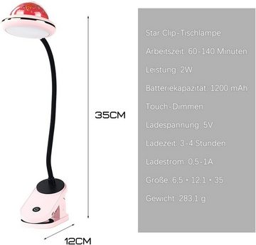 Welikera LED Leselampe Klemmleuchte,Schwanenhals Bettlampe,Stern-Tischlampe,1200mAh,Leselampe