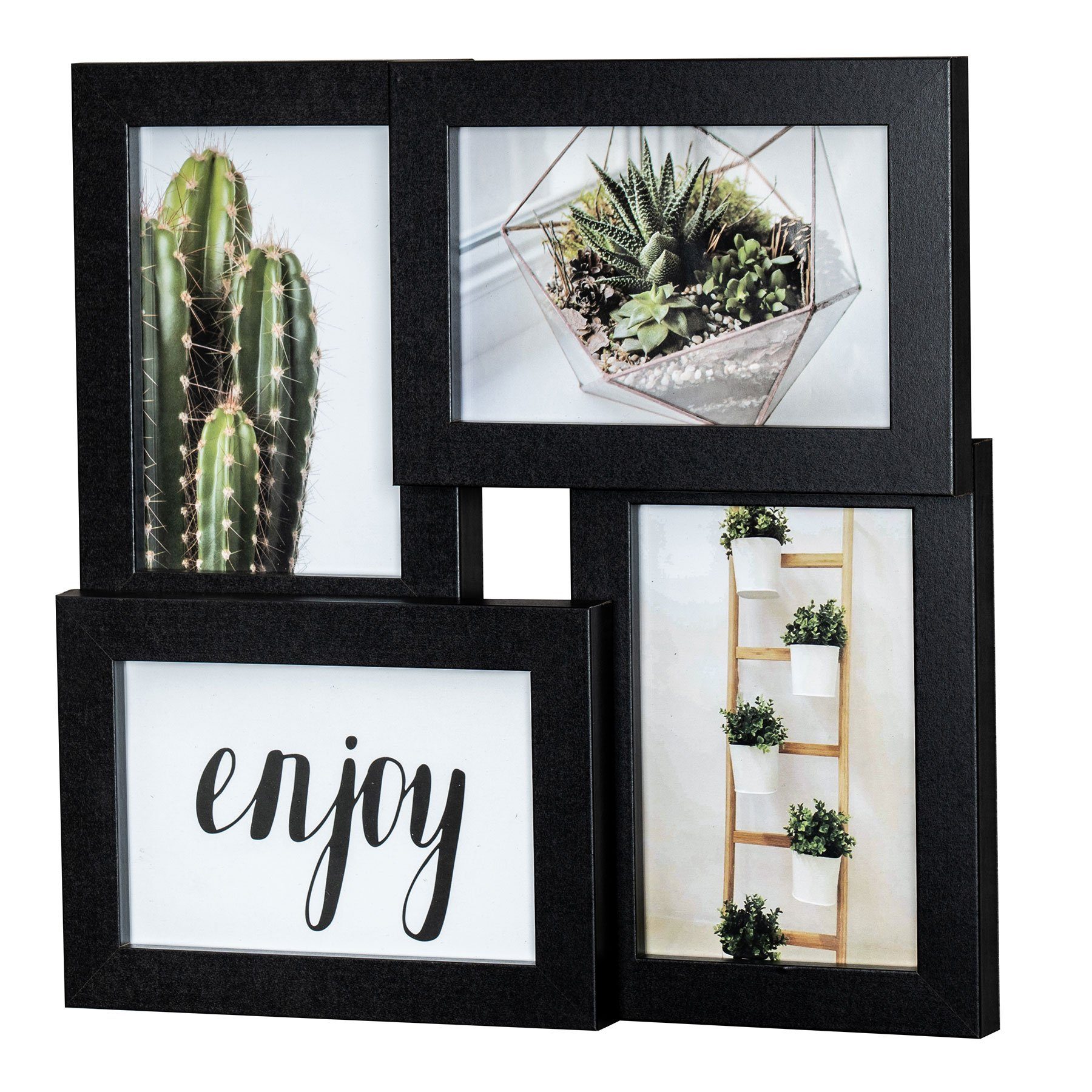 Levandeo® Bilderrahmen Collage, Bilderrahmen 30x30cm Schwarz Holz 4 Fotos 1 günstig online kaufen