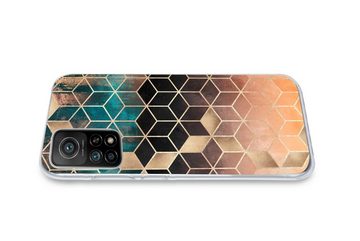 MuchoWow Handyhülle Abstrakt - Würfel - Gold - Muster - Luxus, Phone Case, Handyhülle Xiaomi Mi 10T, Silikon, Schutzhülle