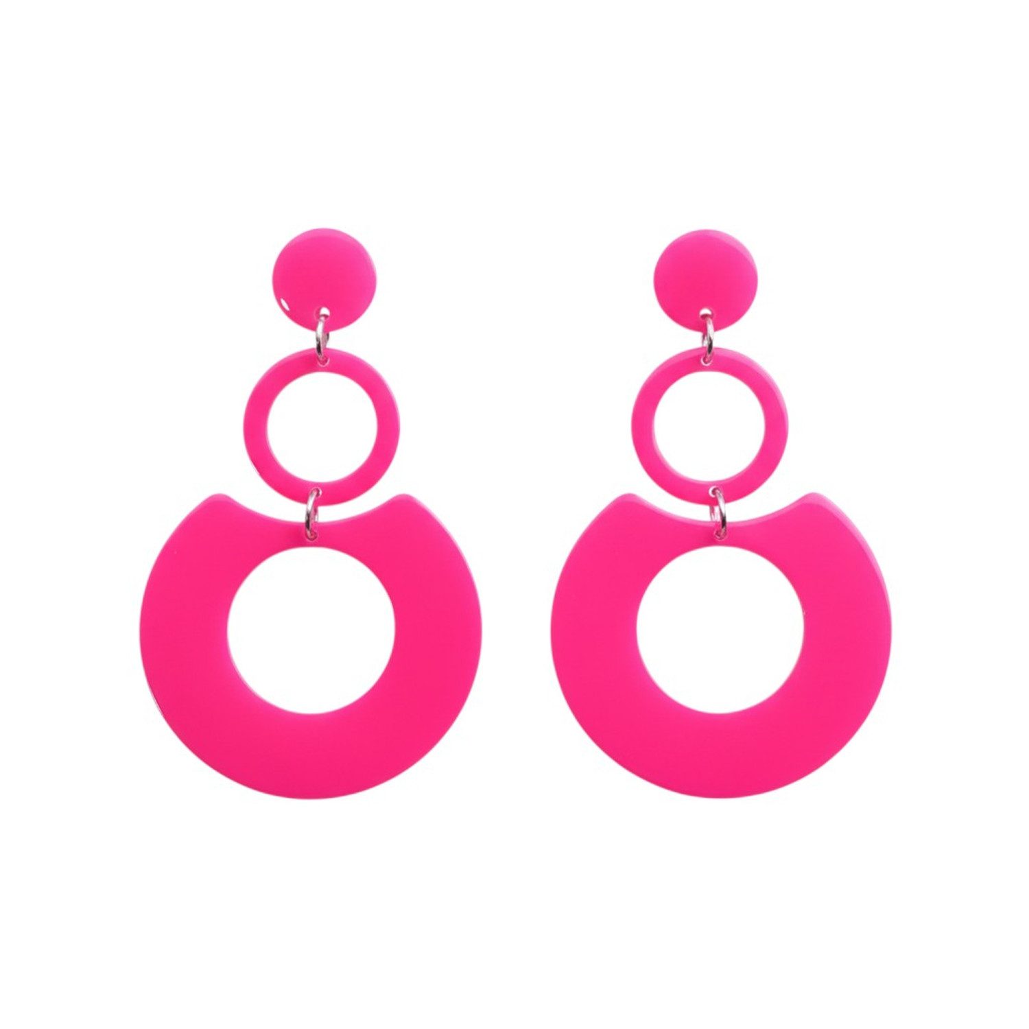 KARMA Paar Ohrhänger Damen Ohrringe bunt 6 cm vers. Farben (Statement-Ohrschmuck, 2-tlg., Sommer Accessoire), modern Damenohrringe Kreis groß