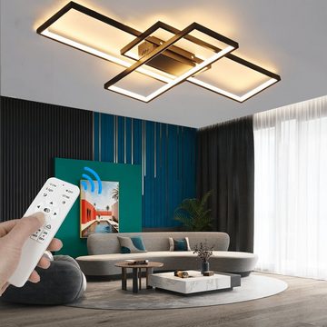 oyajia Deckenleuchte 60W Dimmbar LED Deckenlampe 90cm, 3 Rechteck Geometrisch Deckenleuchte, LED fest integriert, Kaltweiß/Naturweiß/Warmweiß, 90x50x5.5cm, Deckenbeleuchtung für Schlafzimmer Wohnzimmer Flur Büro