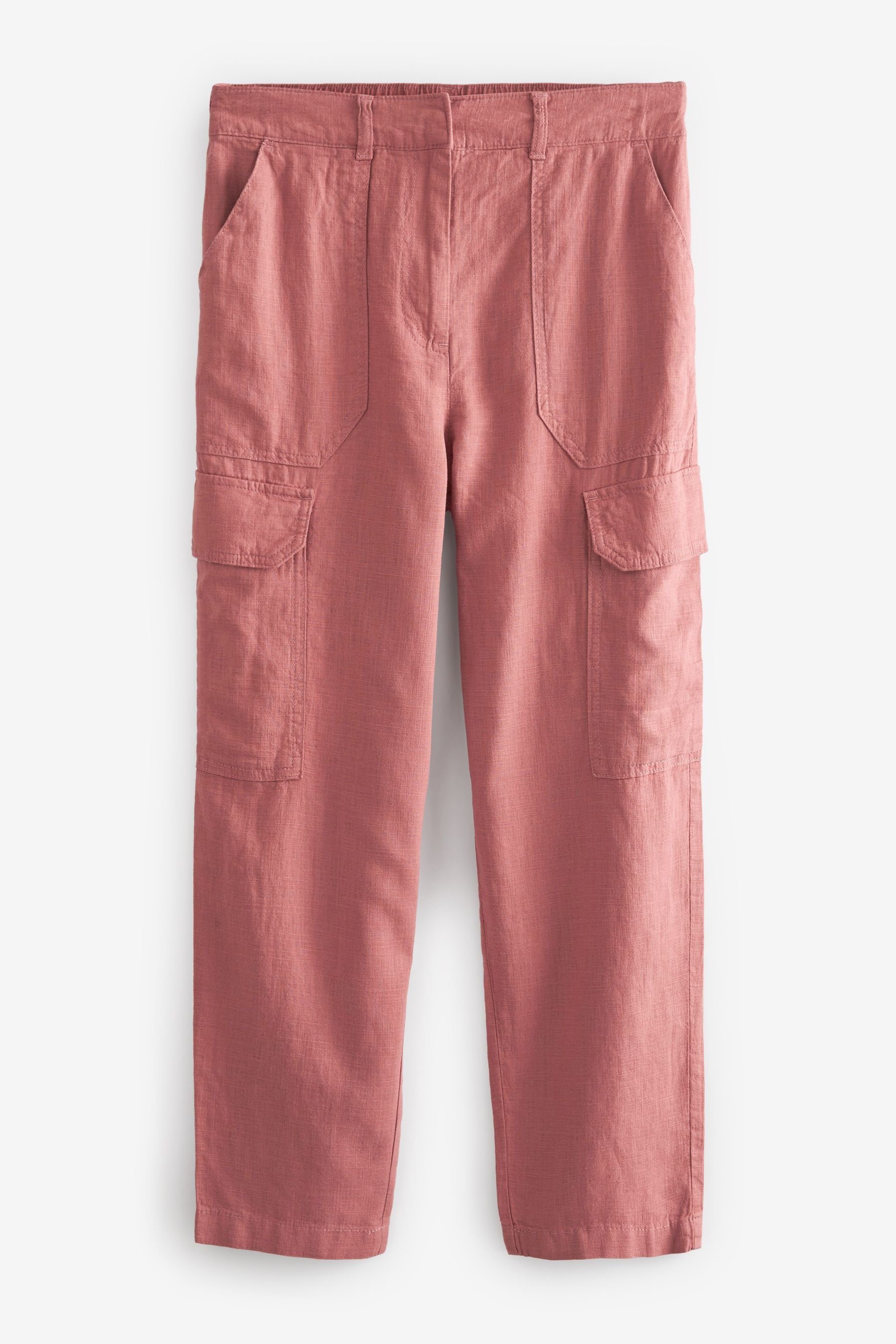 (1-tlg) Cargo-Karottenhose Next Cargohose aus Pink Leinenmischgewebe