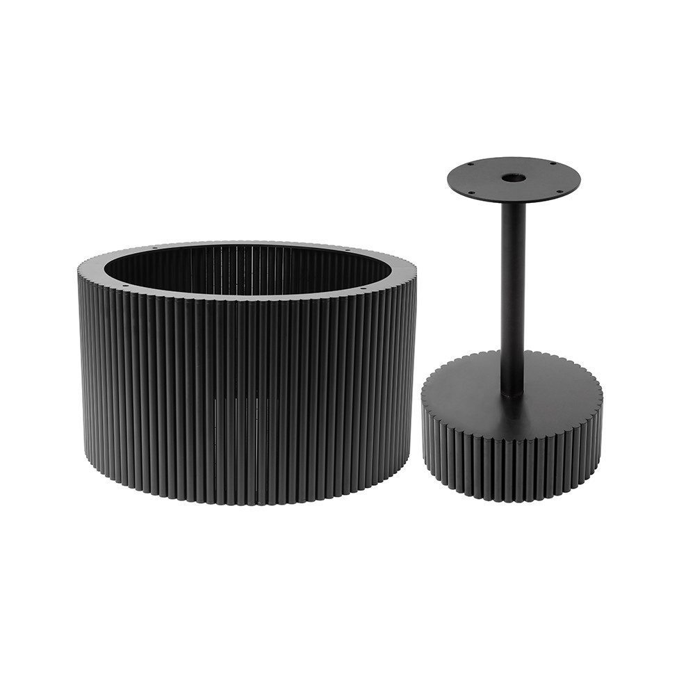 Prima-Online Tischgestell Couchtisch Gestell Rund Metall Riffeloptik Schwarz Weiß (Ohne Platte)