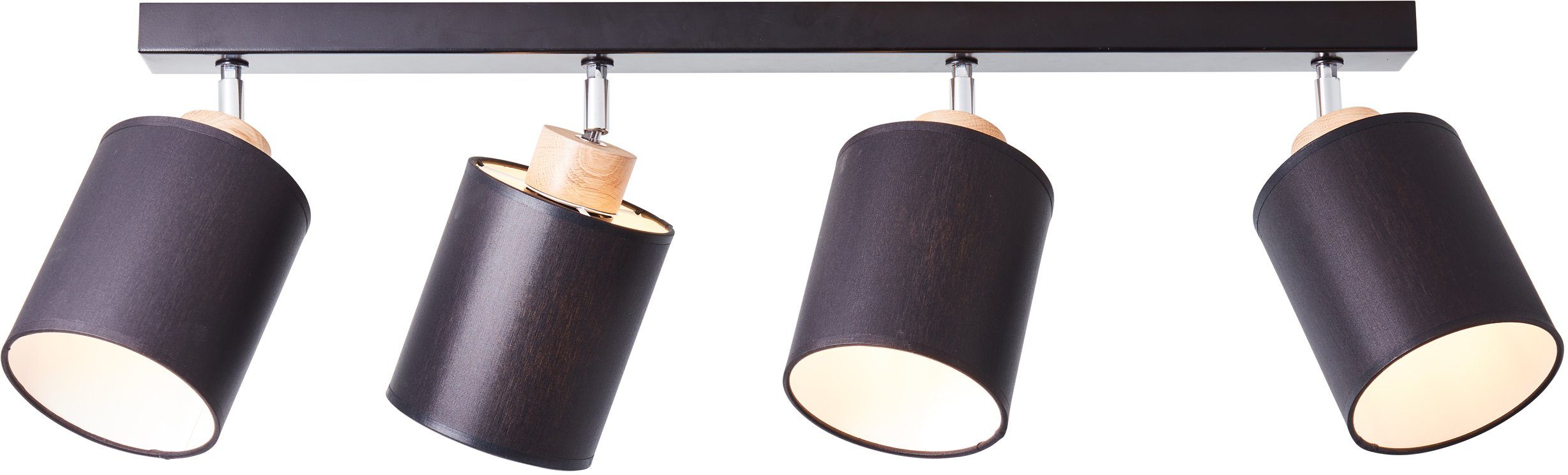 Brilliant Deckenleuchte Vonnie, Lampe, schwarz/ Metall/Holz/Textil Vonnie holzfarbend, 4flg Spotbalken