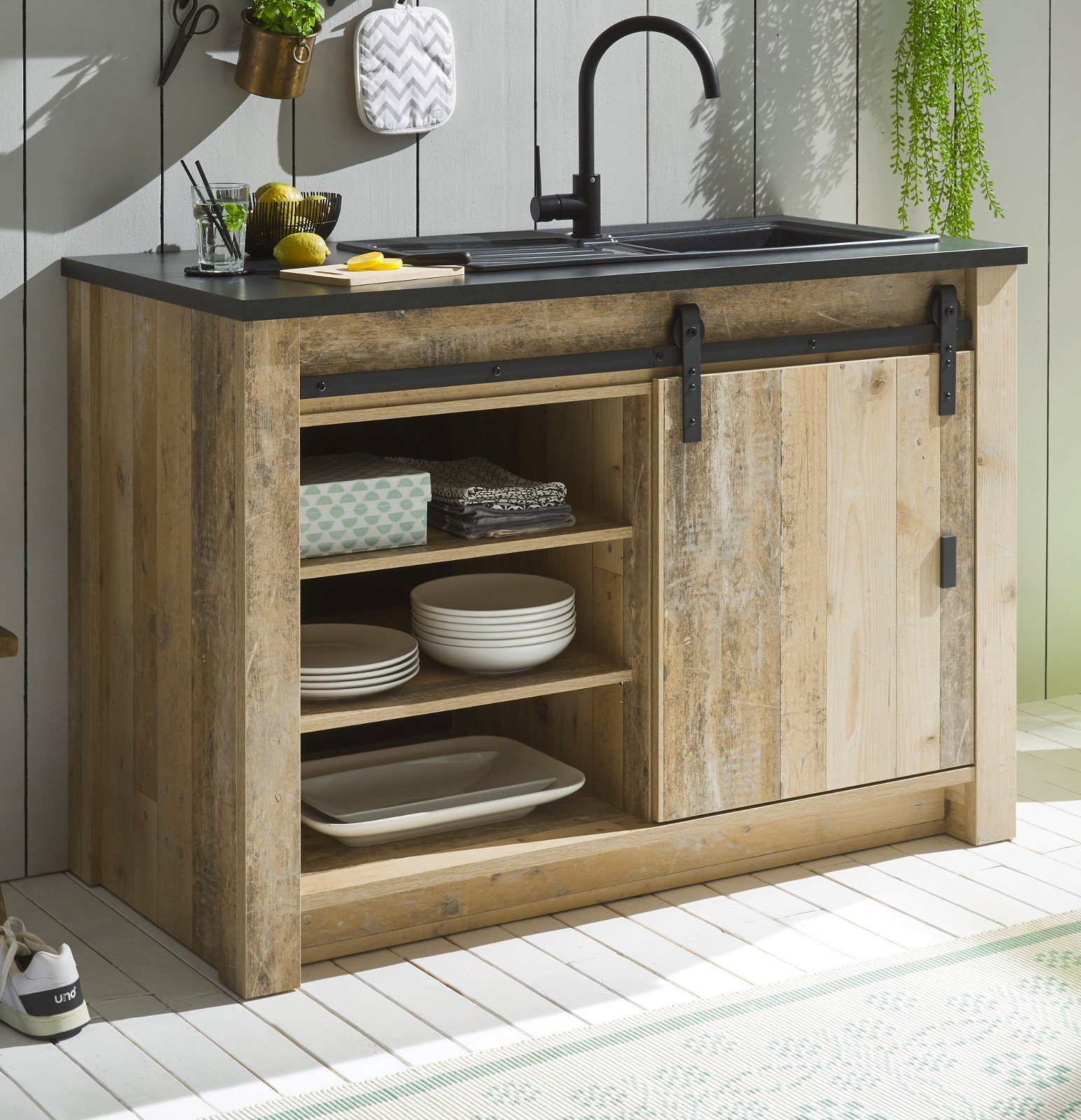 Furn.Design Spülenunterschrank Stove (Küchenschrank in Used Wood Vintage, B günstig online kaufen