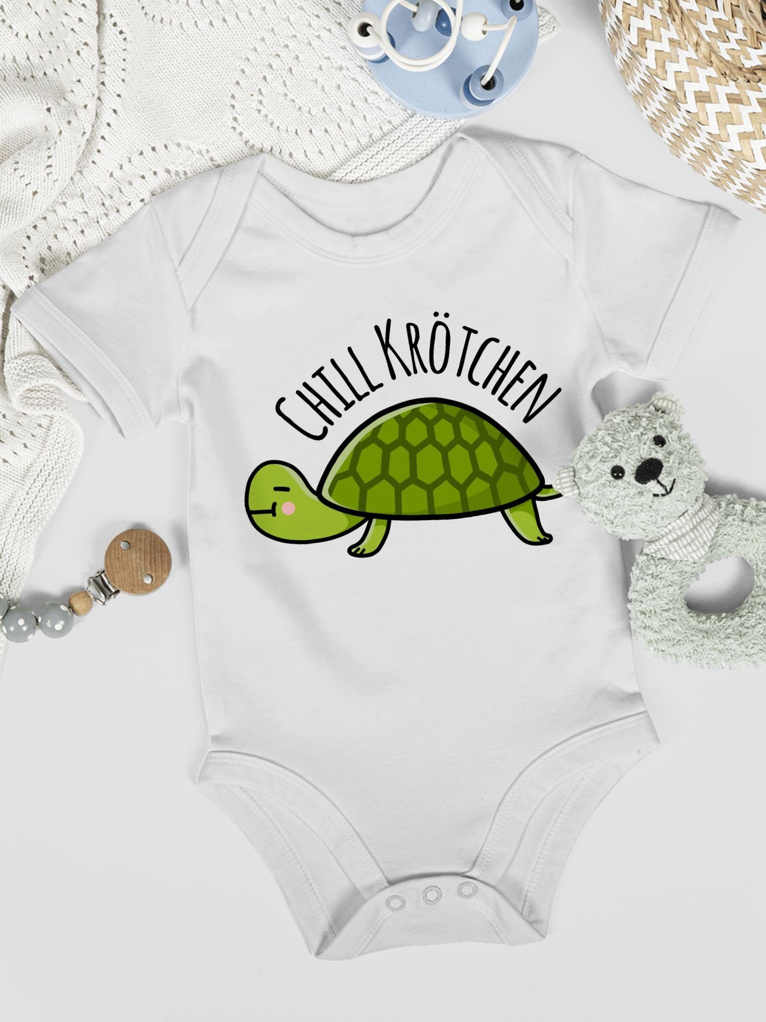 Schildkröte Chill Animal Print Baby Weiß Krötchen Shirtracer Shirtbody Tiermotiv 1