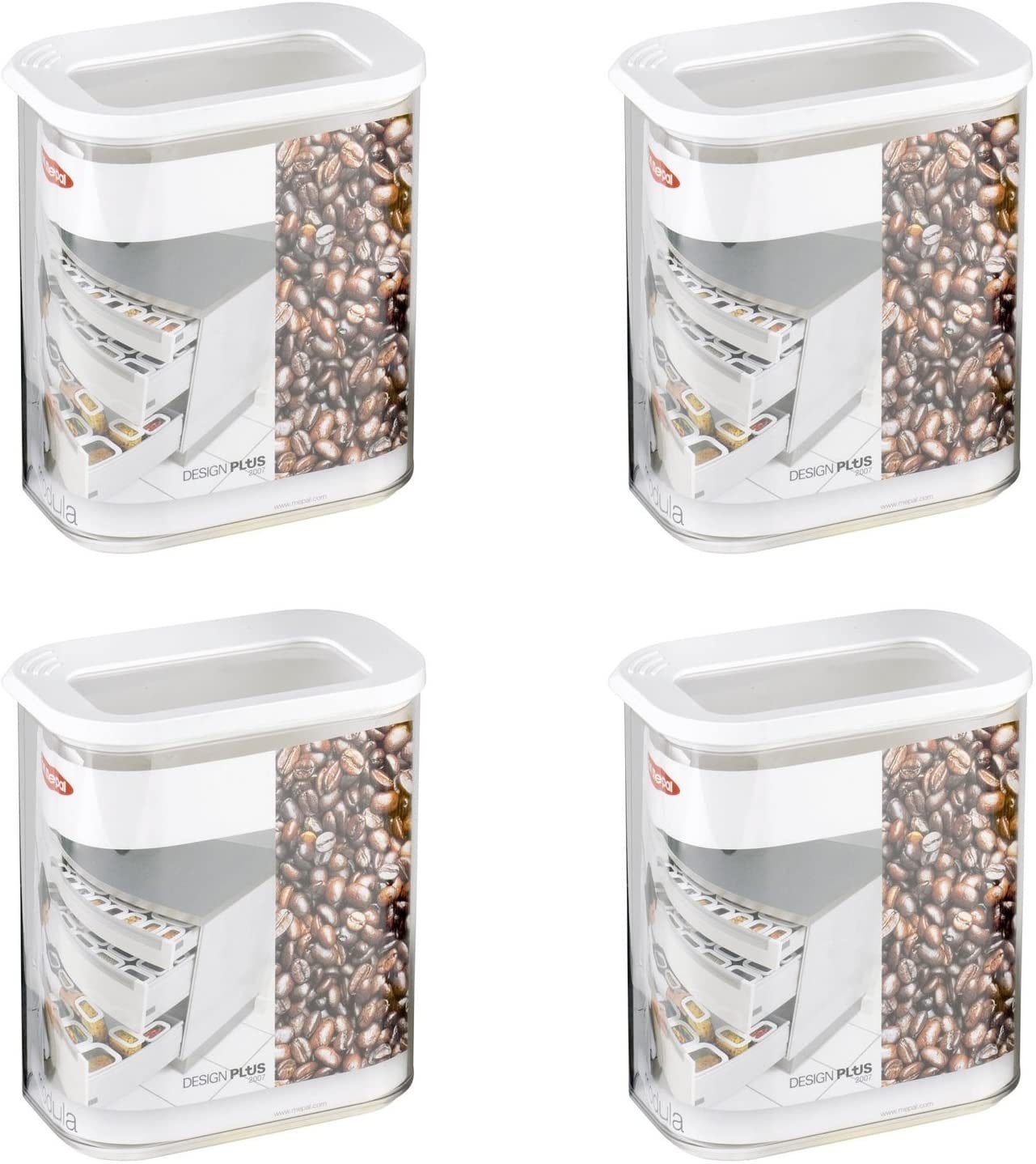 Mepal Vorratsdose 4-tlg. Vorratsdosen Set Modula Kunststoff, 1500 ml weiß  Lebensmittelbehälter