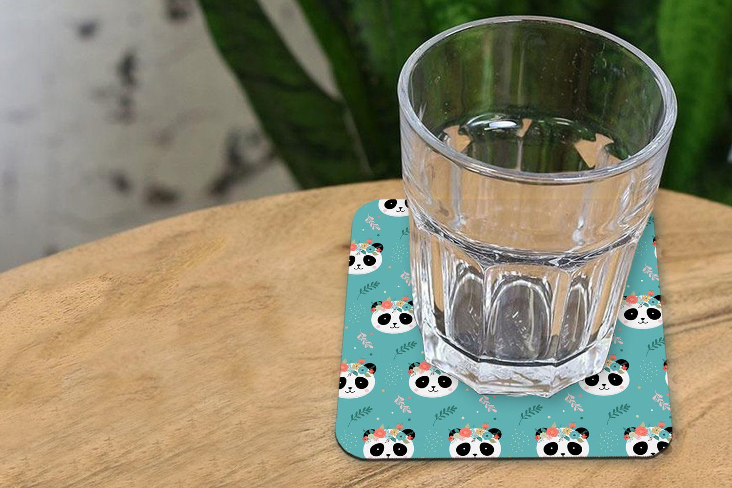 MuchoWow Glasuntersetzer Panda - Tasse 6-tlg., Tiere Untersetzer, Korkuntersetzer, - Blumen Gläser, Glasuntersetzer, Zubehör - Design, für Tischuntersetzer