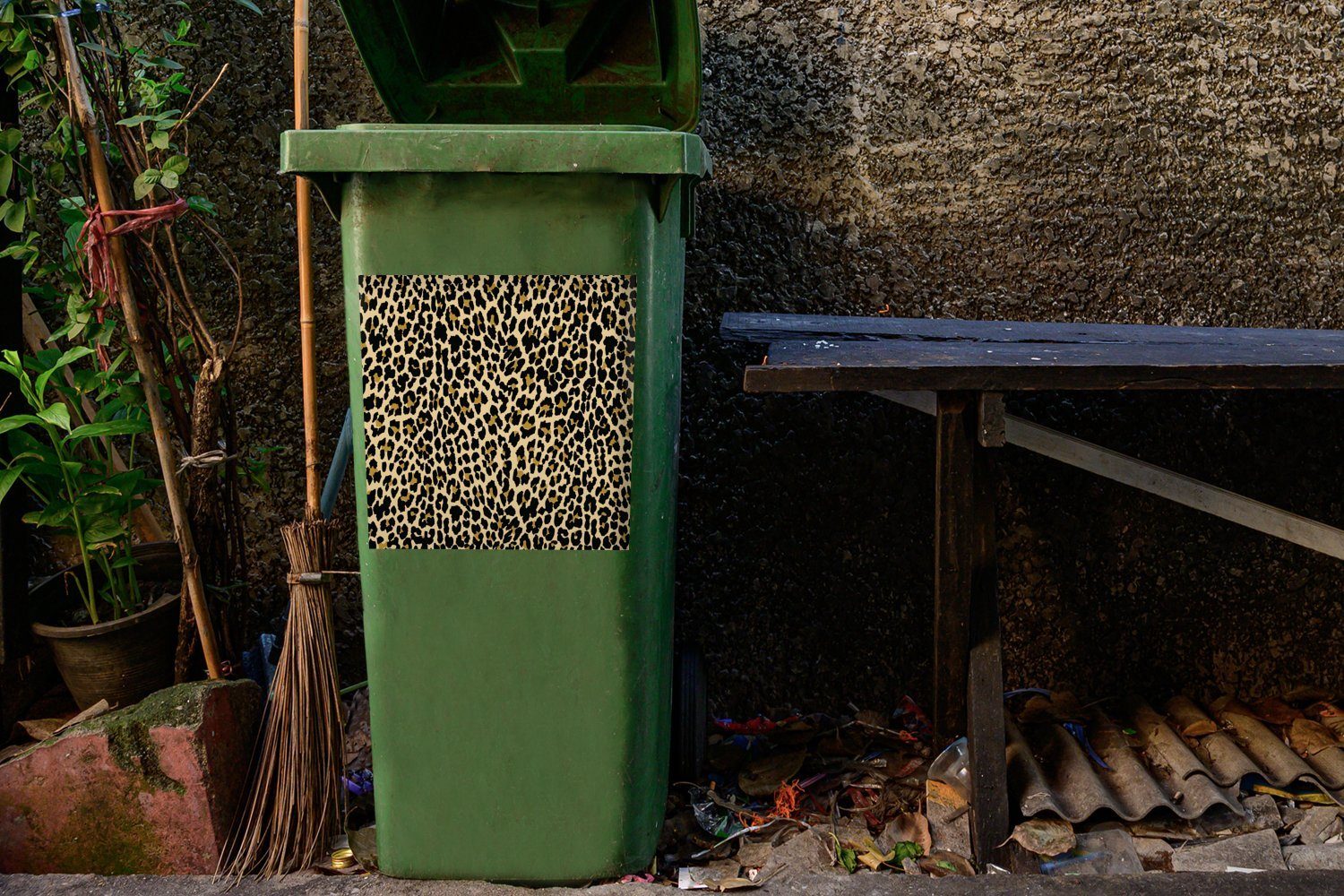 MuchoWow Wandsticker Tiere Mülleimer-aufkleber, Container, Panther - St), Sticker, Druck (1 Abfalbehälter Muster Mülltonne, 