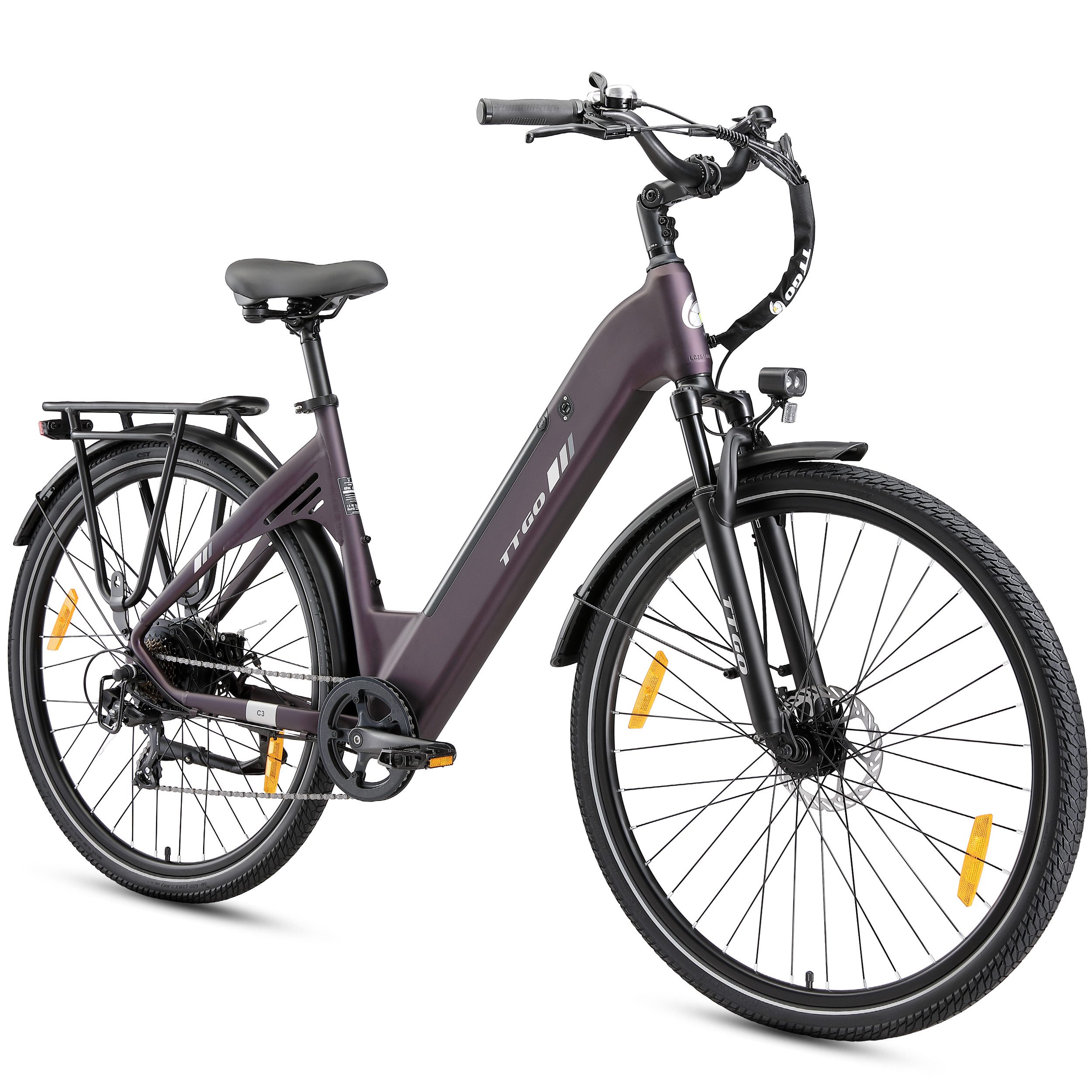 TTGO E-Bike Cityrad C3-SE E-Fahrrad 648WH Pedelec, 36V 18 AH 120 km Reichweite, 7 Gang, Kettenschaltung, Heckmotor, 648 Wh, Cityrad 7 Gang Shimano,Scheibenbremsen Scheibenbremse, Kettenschaltung