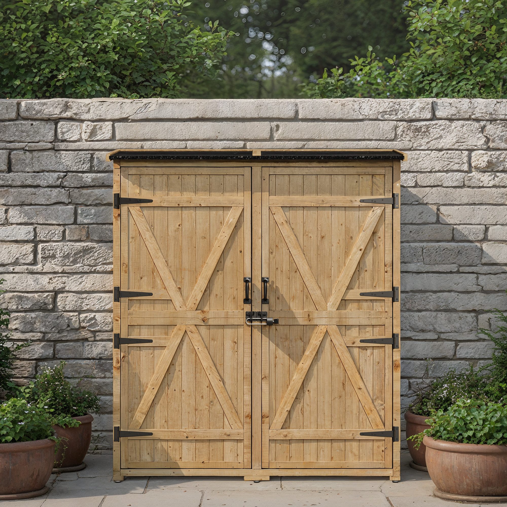 Bealife Gerätehaus Gartenschrank aus Holz, 140 x 50 x 162 cm