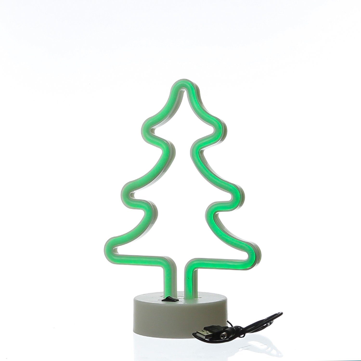 SATISFIRE LED Dekolicht LED Neonlicht TANNENBAUM Neonschild Leuchtfigur USB Batterie 27cm, grün – Bild 3 von 5