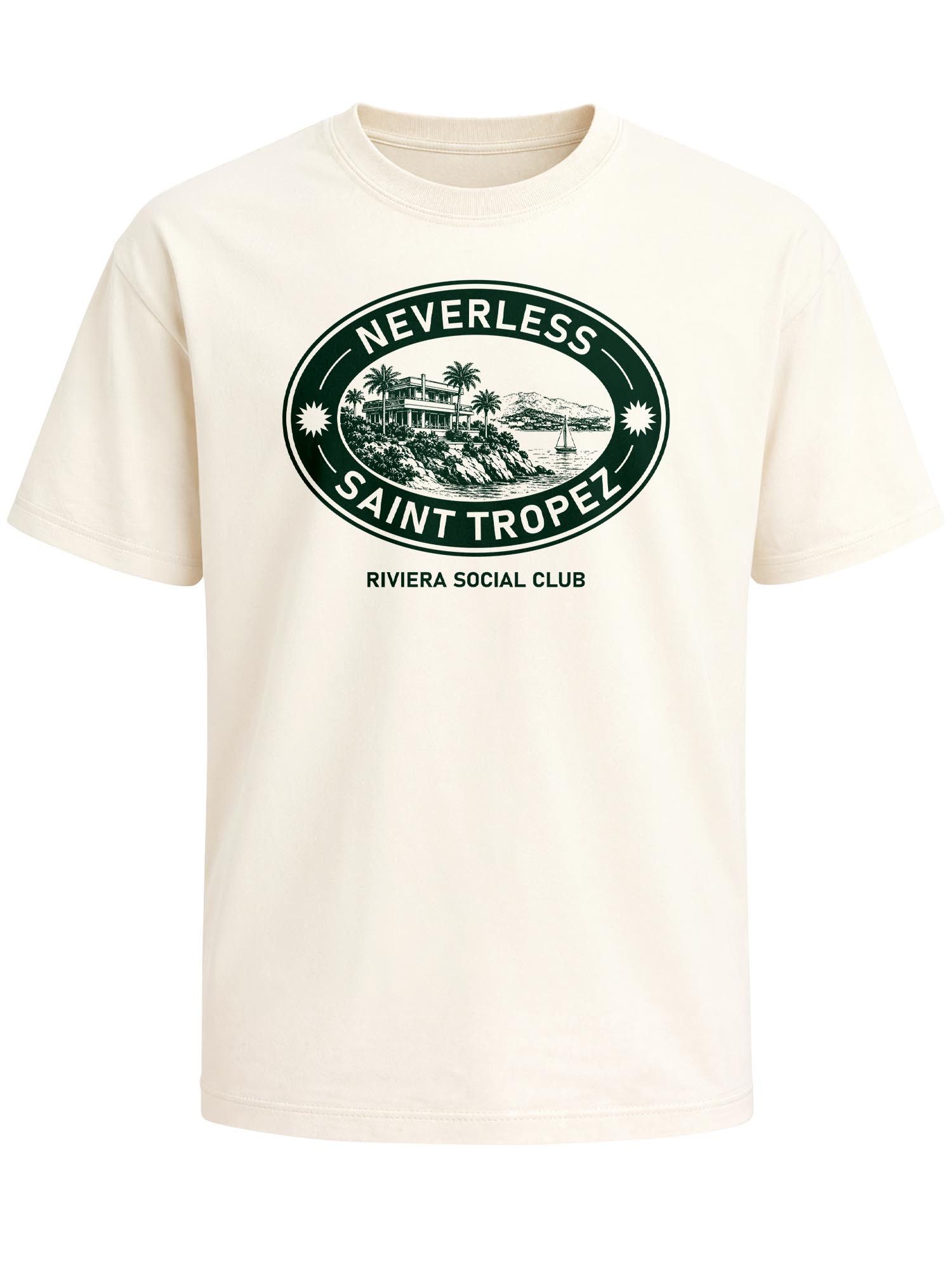 Neverless Oversize-Shirt Herren T-Shirt - Riviera Social Club - Oversized Relaxed Fit mit Print