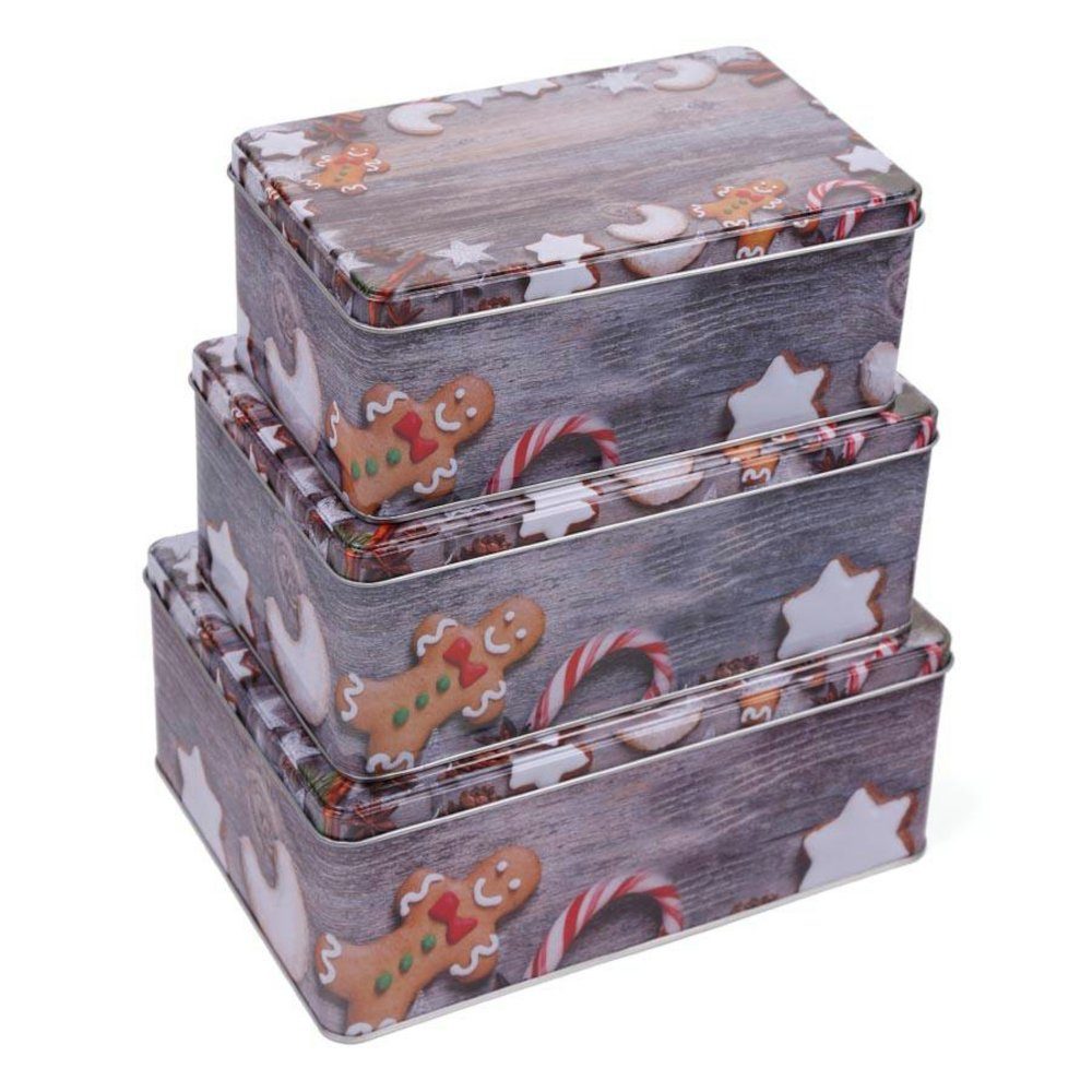 Haushalt International Keksdose, Metall, Set (3-tlg) - Rechteckig - Weihnachten