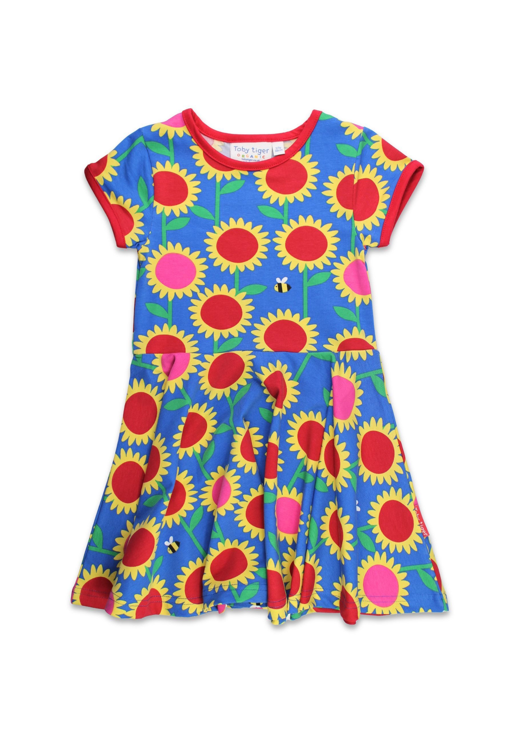 Toby Tiger Shirtkleid Skaterkleid mit Sonnenblumen-Meer Print