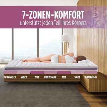 Komfortschaummatratze 7-Zonen-Schaummatratze Atmungsaktiv Abnehmbarer Lavendelbezug, Vitapur