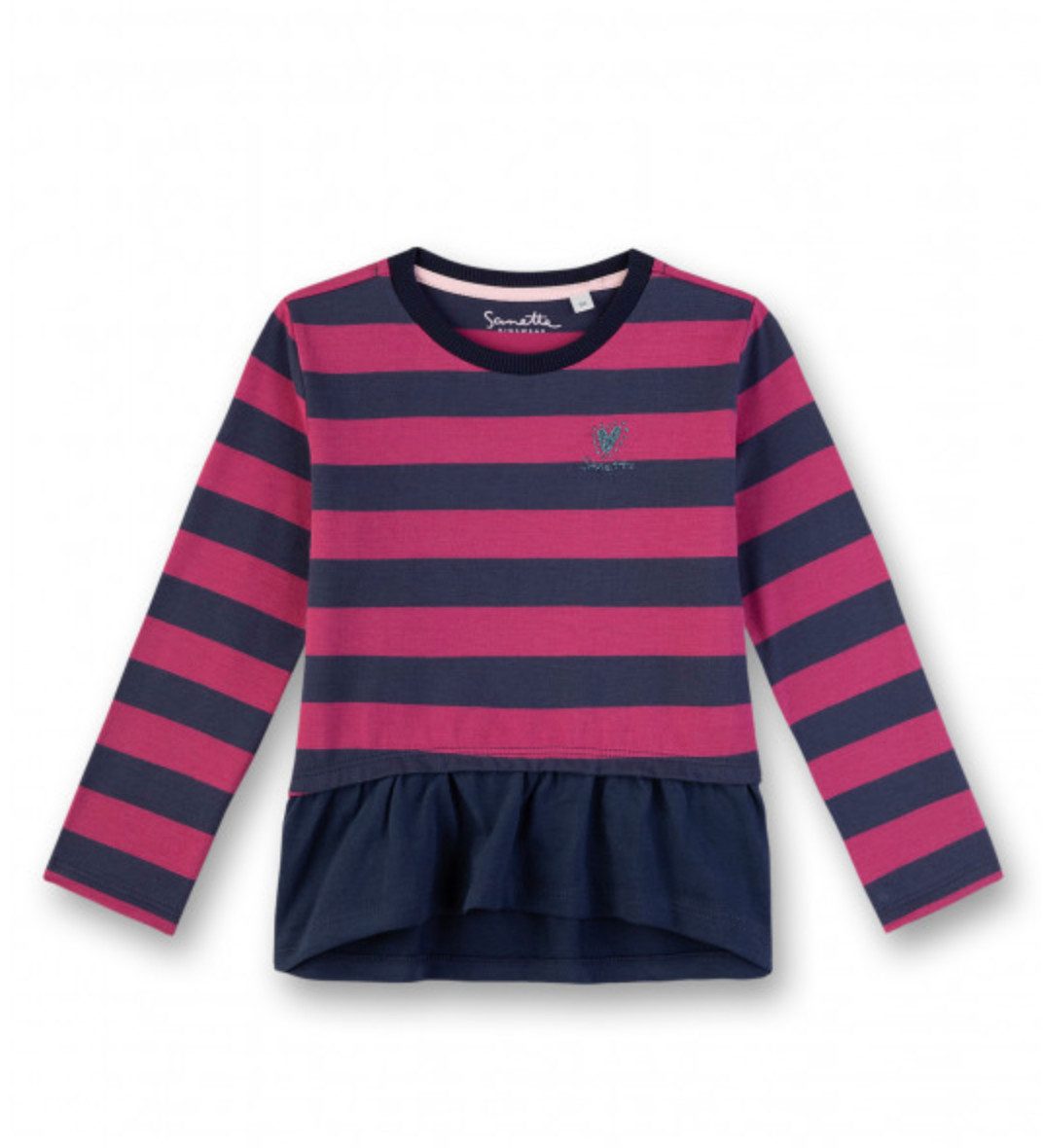 Sanetta Langarmshirt Mädchen Langarmshirt gestreift mit Volantsaum aus Bio-Baumwolle