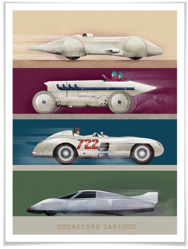Wall-Art Poster Vintage Auto Retro Rennwagen, Autos (1 St), Poster ohne Bilderrahmen