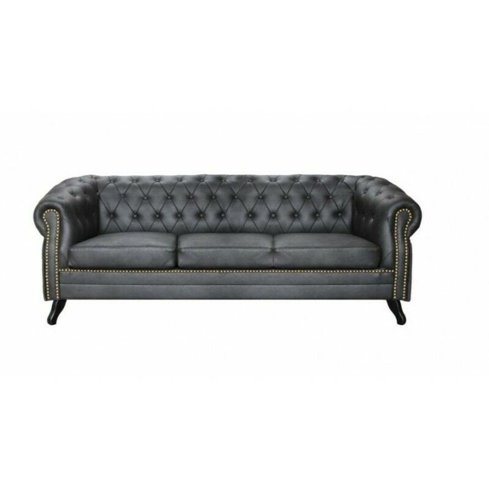 JVmoebel Sofa Chesterfield schwarze Sofagarnitur 3+2+1 Glasgow Couch