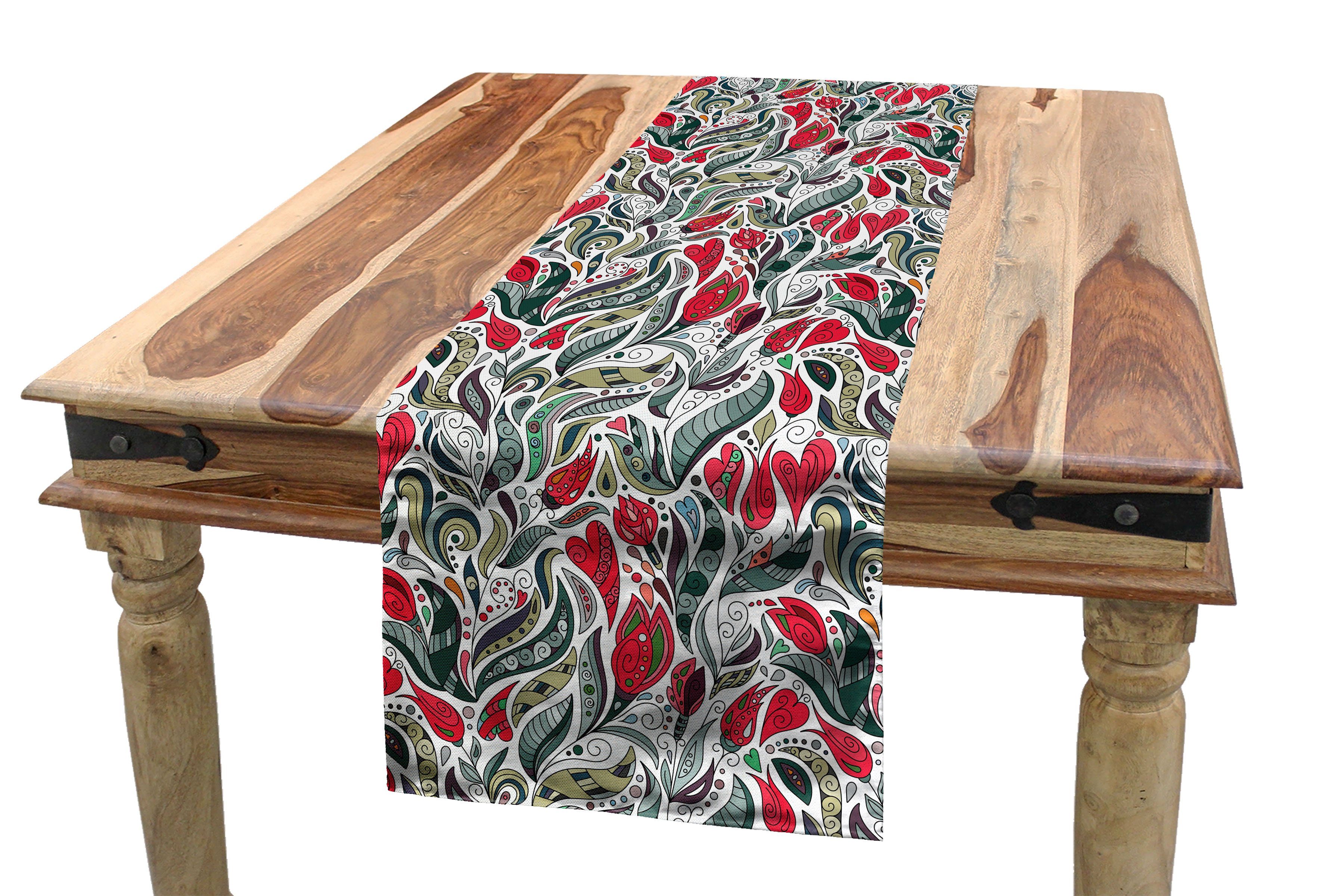 Tischläufer, Farbige Blatt Dekorativer Esszimmer Blumen Küche Rechteckiger Boho Abakuhaus Tischläufer Retro