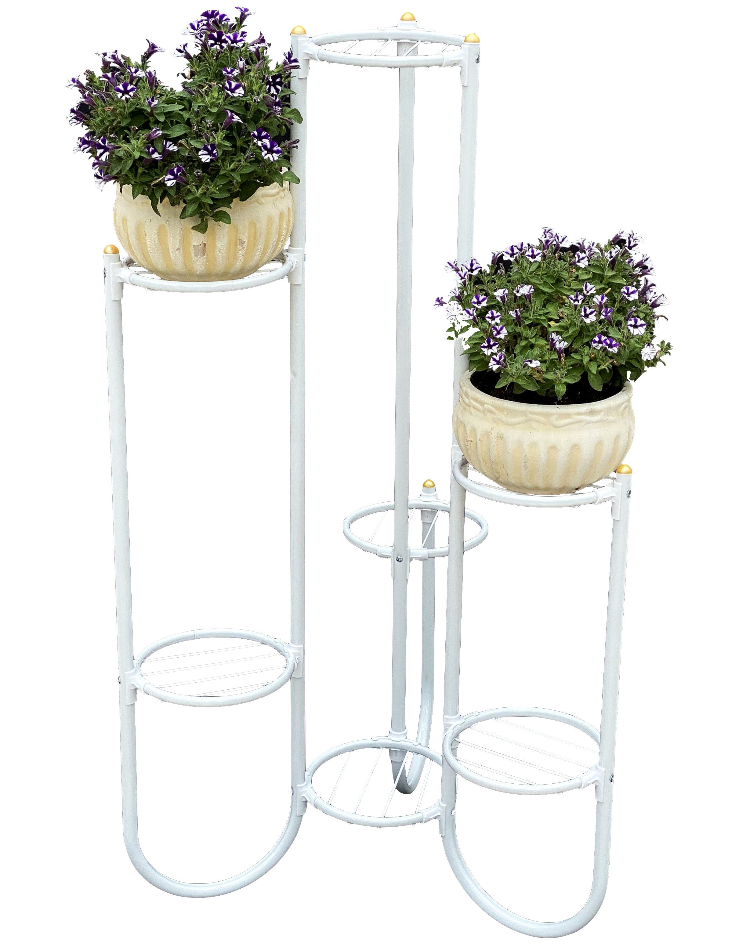 DanDiBo Blumenhocker Blumentreppe Metall Weiß 93922 Pflanzenentreppe 101 cm Blumenregal, Pflanzenständer Blumenständer