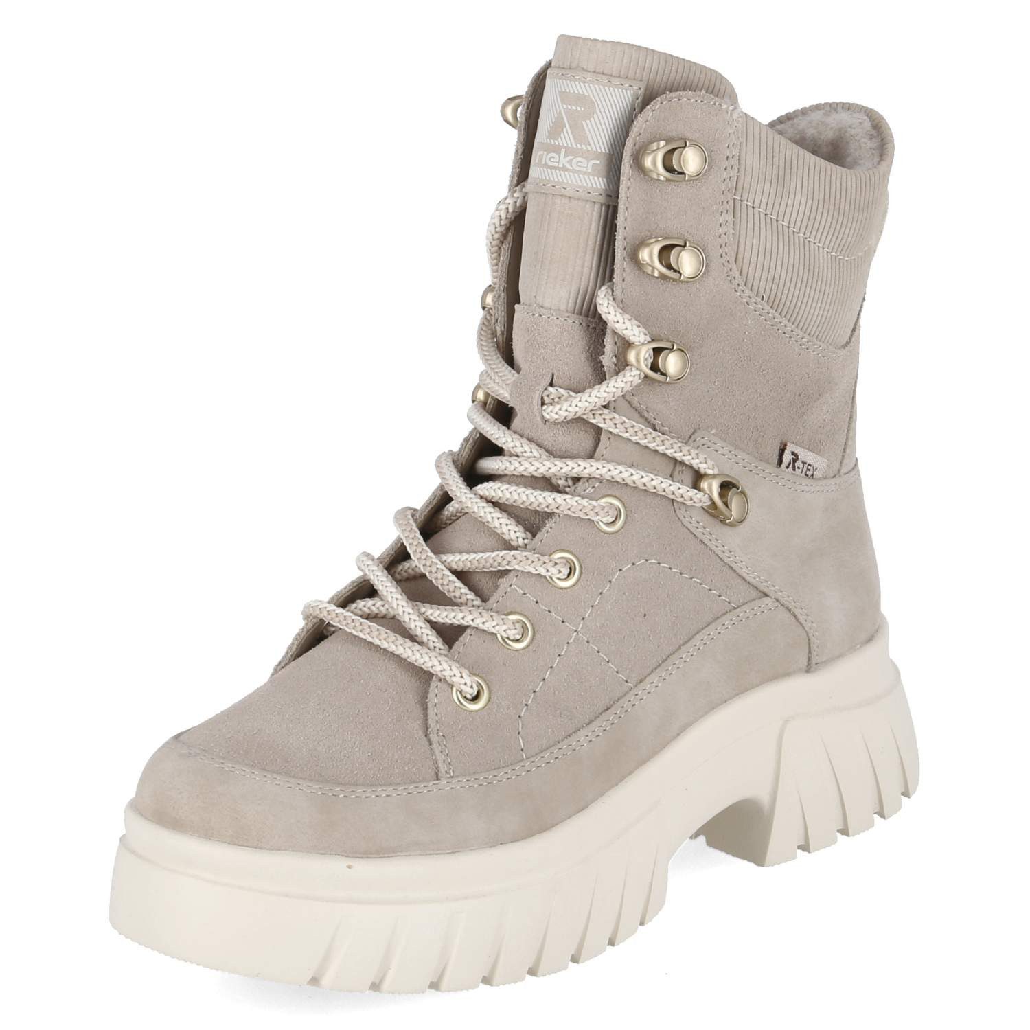 Rieker Rieker W1871-62 Damen Leder und Synthetik beige Schnürstiefel