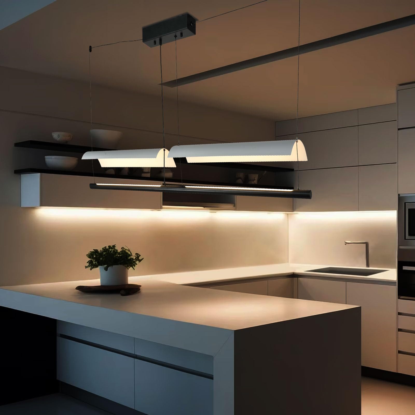 LQWELL LED Pendelleuchte Moderne Hängeleuchte Metall Kronleuchter LED Pendelleuchteenlampe, LED fest integriert, warmweiß(3000K), Minimalistische Industrie Pendellampe Vintage Hängelampe, Wohnraumbeleuchtung, für Küche, Wohnzimmer, Schlafzimmer, Esszimmer, Café