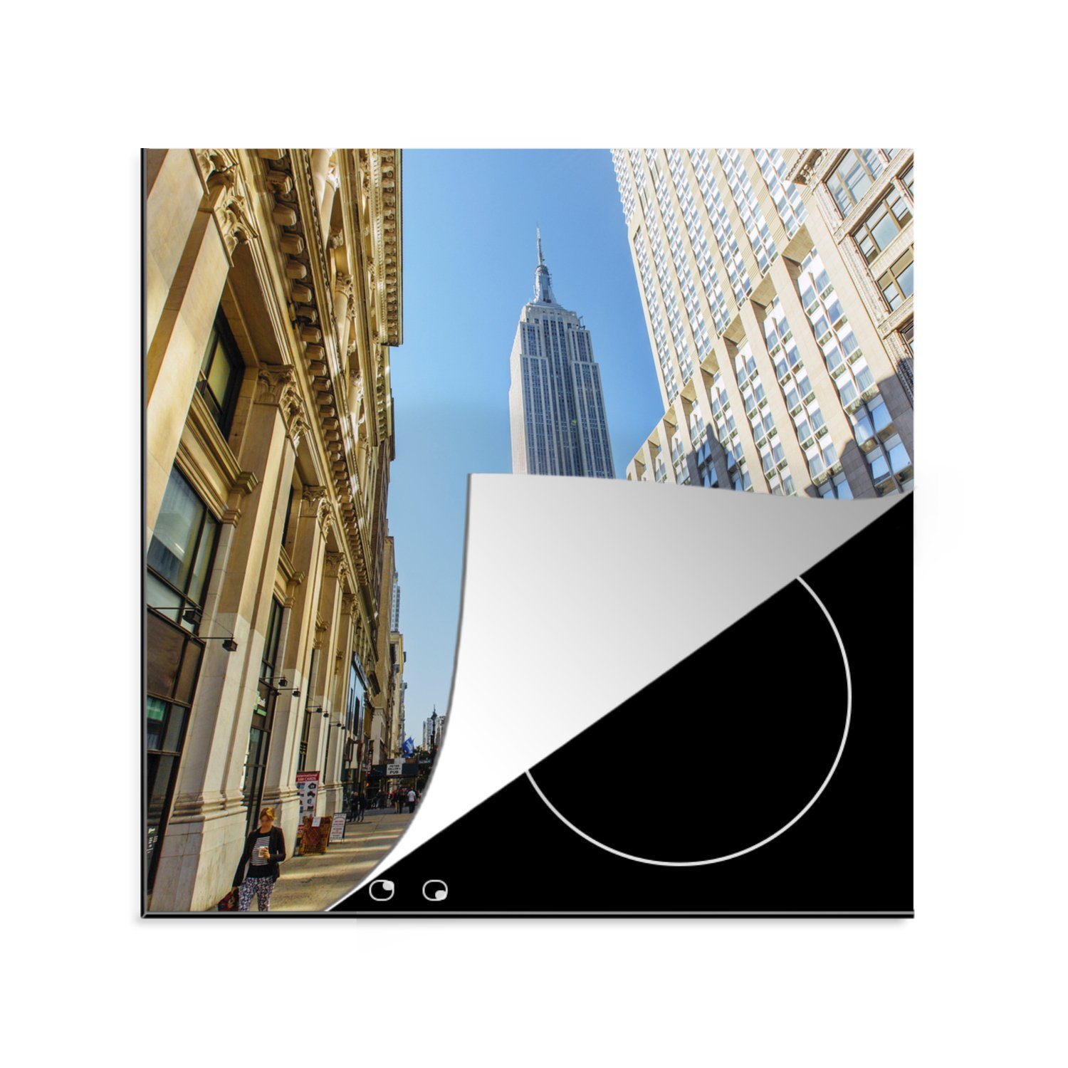 MuchoWow Herdblende-/Abdeckplatte New York - Building für Vinyl, küche tlg), Arbeitsplatte - USA, (1 State Empire 78x78 Ceranfeldabdeckung, cm