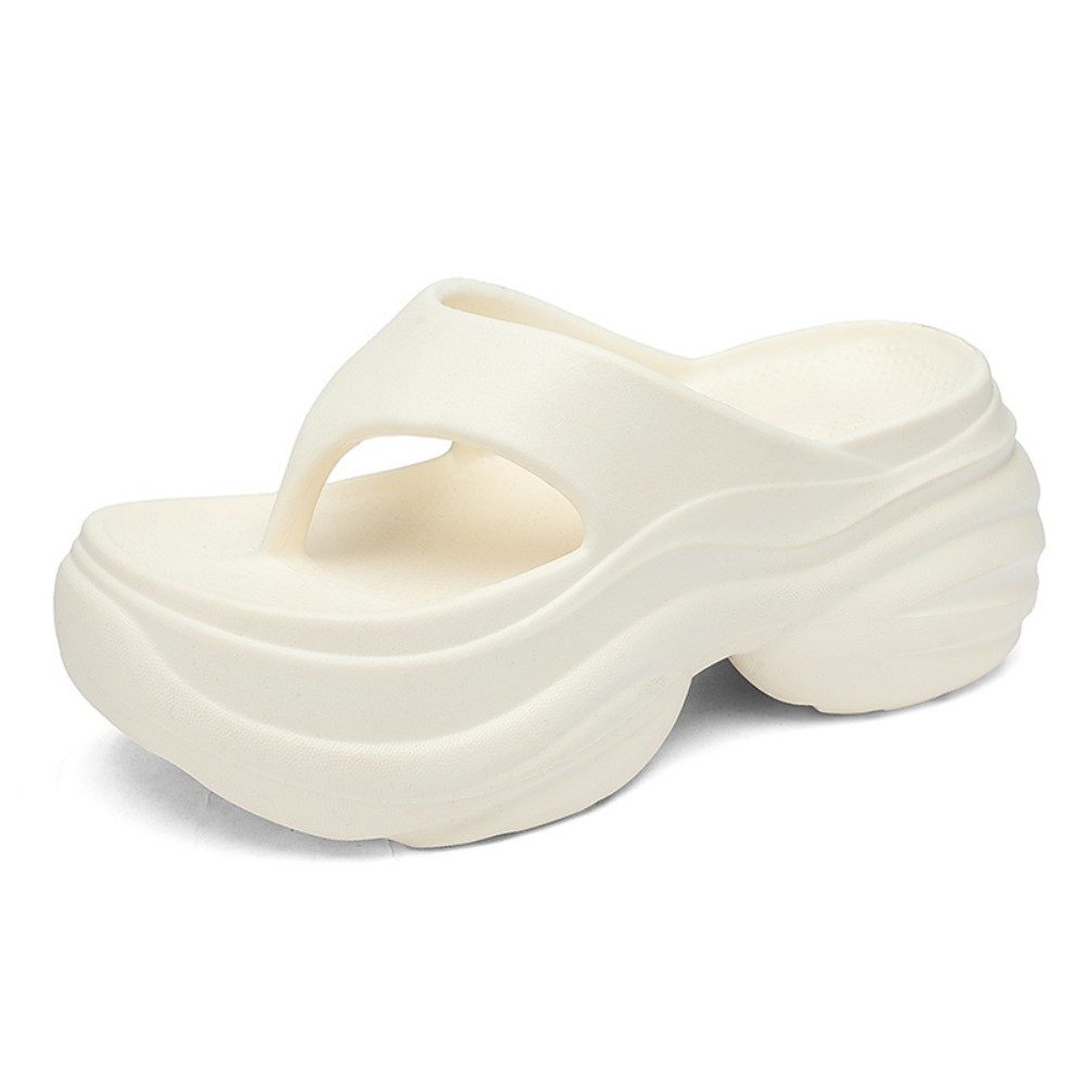 HUSK'SWARE Zehenstegpantoffel Clog (Rutschfest & Leicht, Sommer Strand Hausschuhe für Alltag & Urlaub) Damen Zehenstegsandalen mit Absatz – Bequeme Plateau Flip-Flops