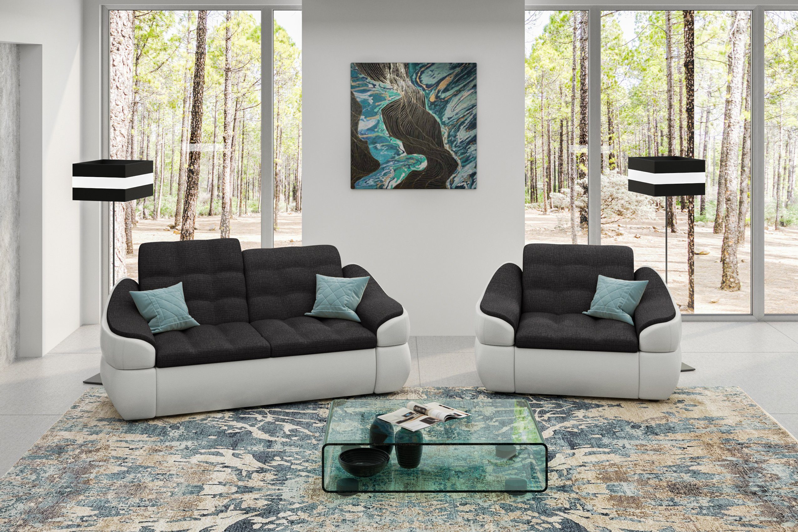 Stylefy Polstergarnitur Alisa, (Set (2-tlg), bestehend aus 2-Sitzer Sofa und Sessel, Modern Design