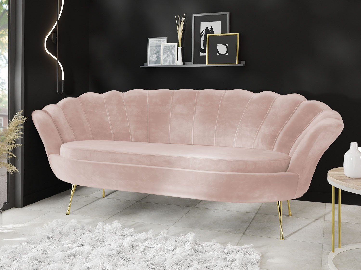 WFL GROUP Sofa Muschel, Samt 3-Sitzer günstig online kaufen