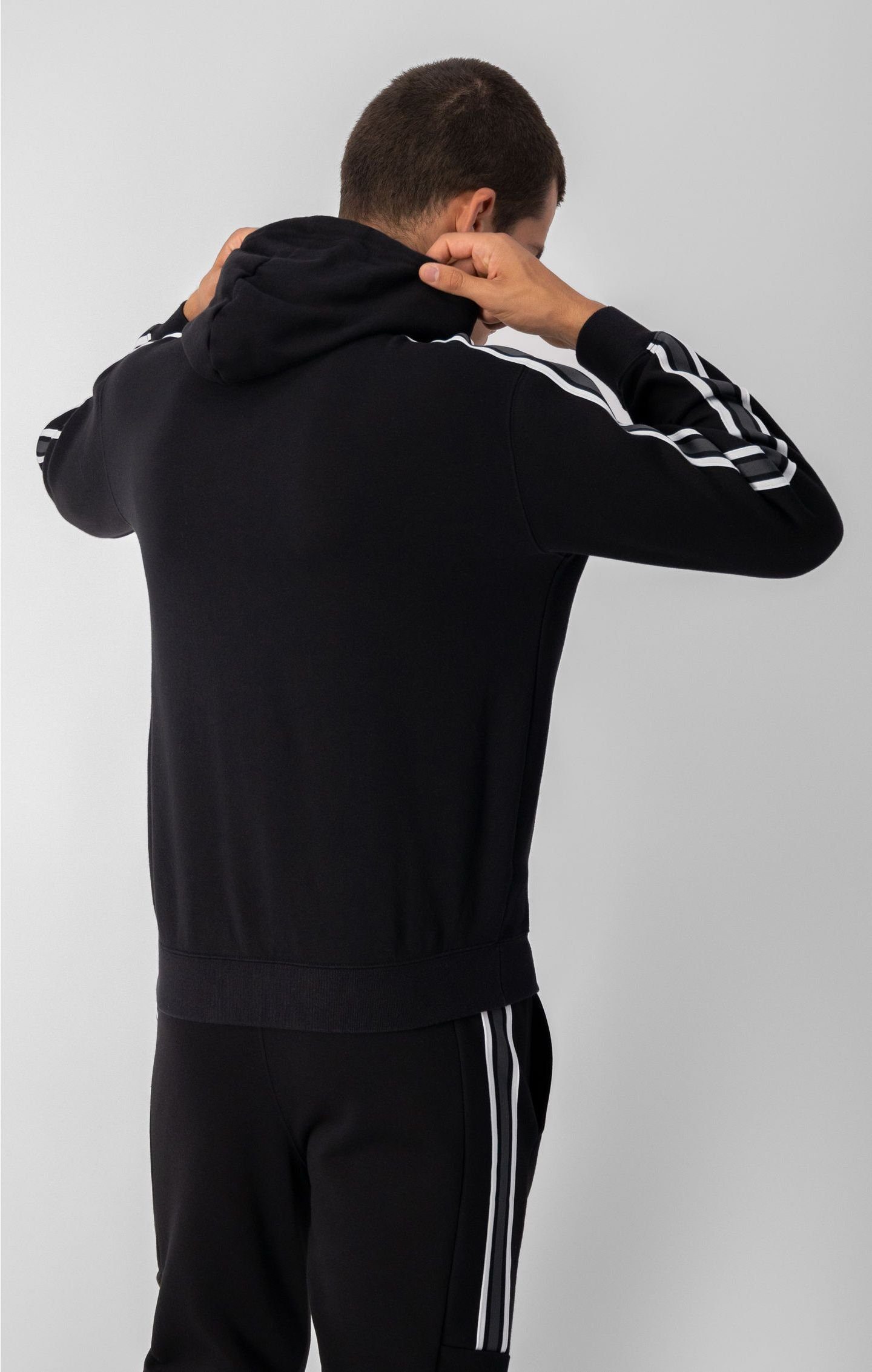 Champion Hoodie mit Pullover Fleece-Kapuzenpullover schwarz seitlichen