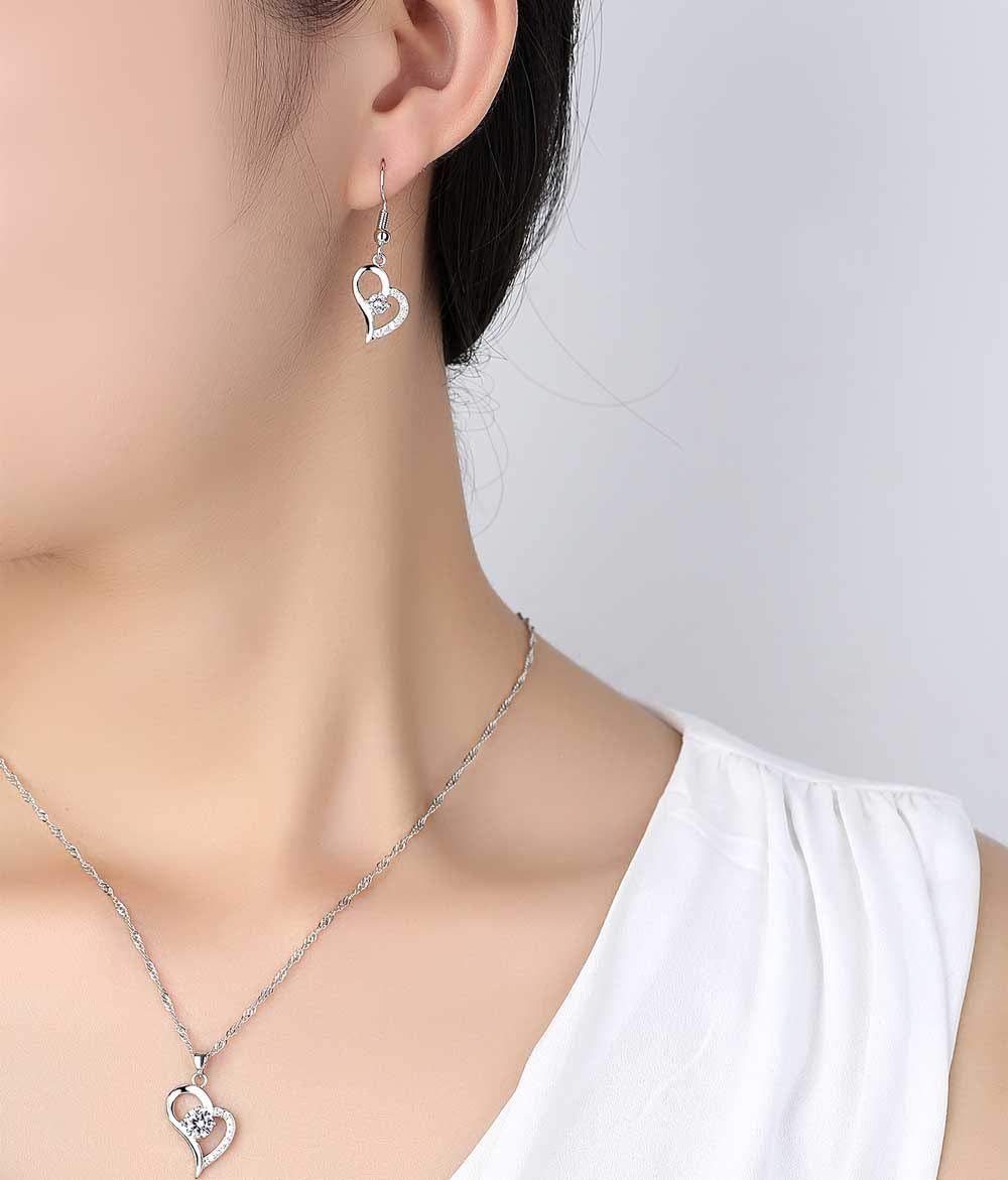 Kim Johanson Kette mit Anhänger Herz Silber (2-tlg), aus Edelstahl, silberfarben & verstellbar