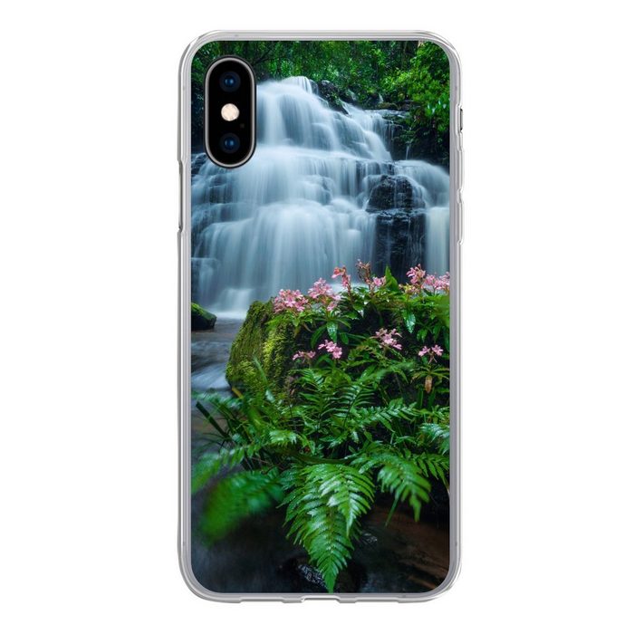 MuchoWow Handyhülle Ein schöner Wasserfall inmitten der dichten Vegetation des Phu Hin Handyhülle Apple iPhone X/10 Smartphone-Bumper Print Handy