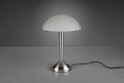 TRIO Leuchten Schreibtischlampe Pilz, Leuchtmittel wechselbar, E14 Tischleuchte mit Touchdimmer und Glasschirm