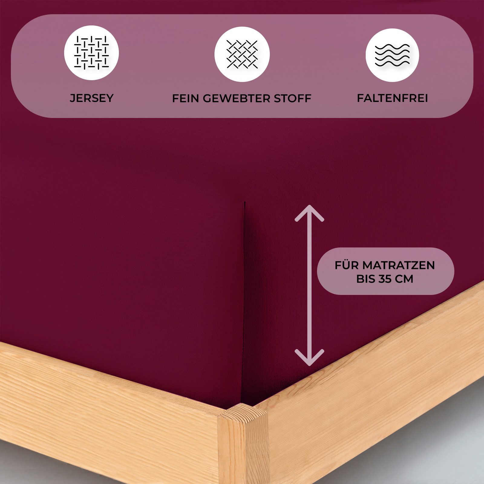 Buymax Spannbettlaken Wasserbett Spannbettlaken für Boxspringbetten Matratzen bis 35 cm Höhe, Jersey, Gummizug: Rundumgummi, (1 Stück), Spannbetttuch 97% Baumwolle, 3% Elasthan, atmungsaktiv, 40 cm Steghöhe