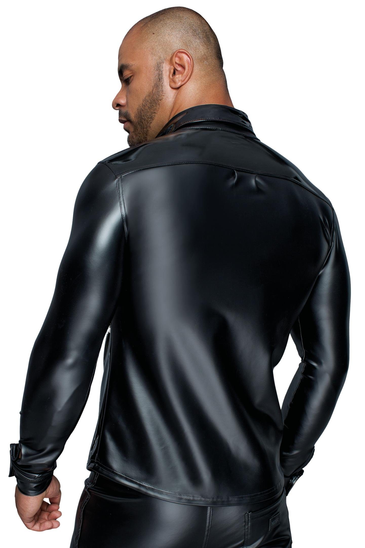 Noir Handmade Men Langarmhemd Herren-Hemd in schwarz - S – Bild 4 von 5