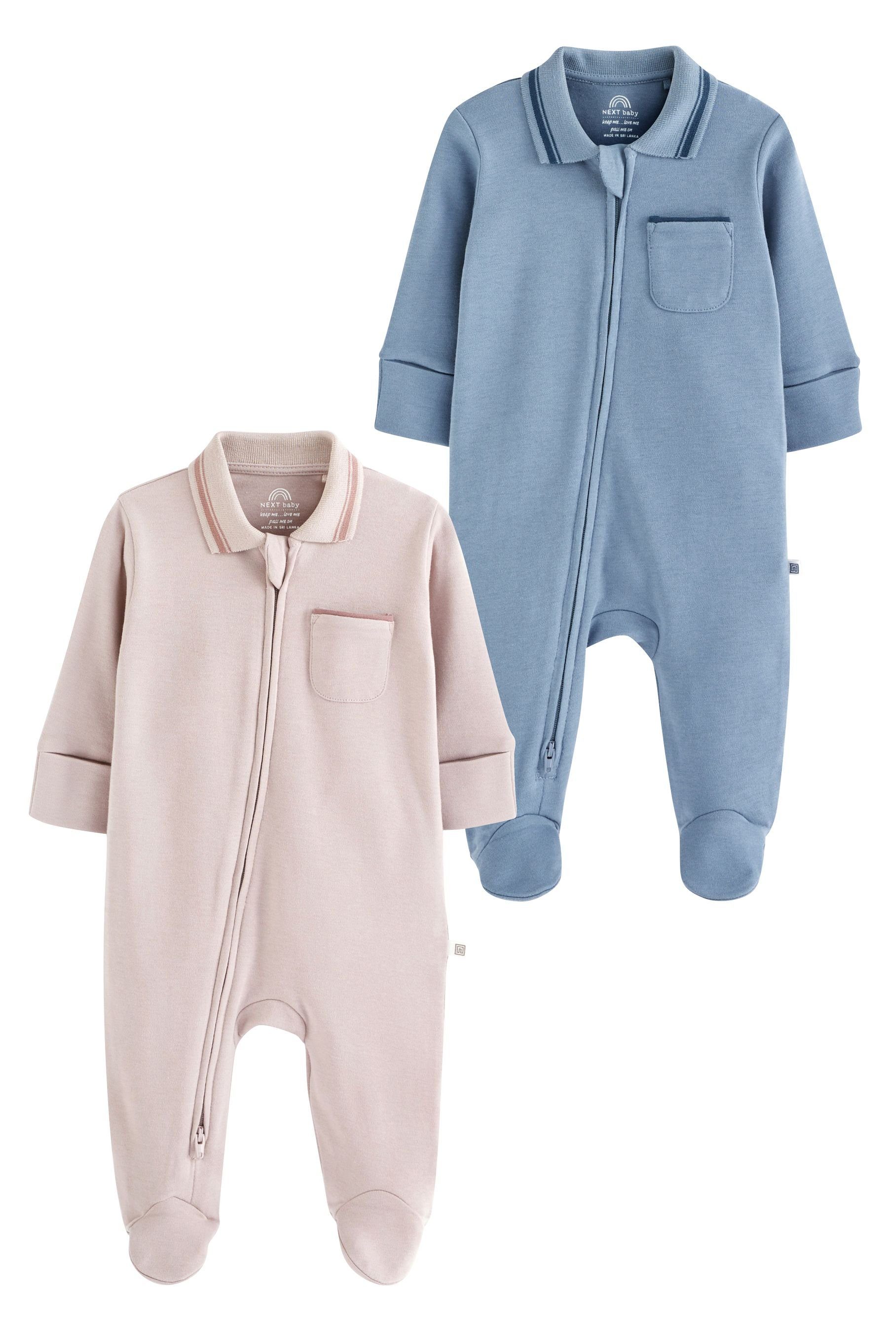Next Schlafoverall Babyschlafanzüge mit (2-tlg) Kragen, 2er-Pack