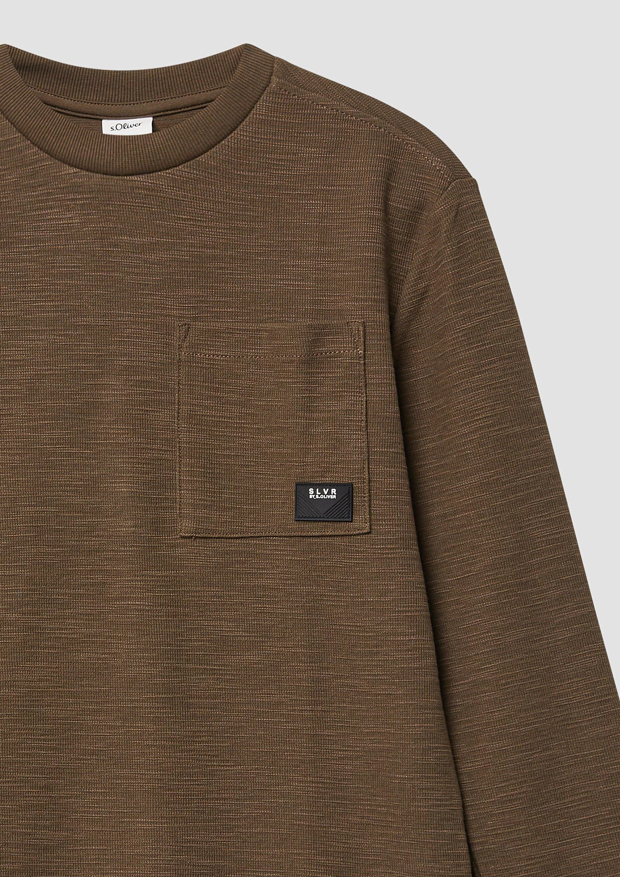 s.Oliver Langarmshirt T-Shirt Longsleeve aus strukturiertem Jersey mit Brusttasche