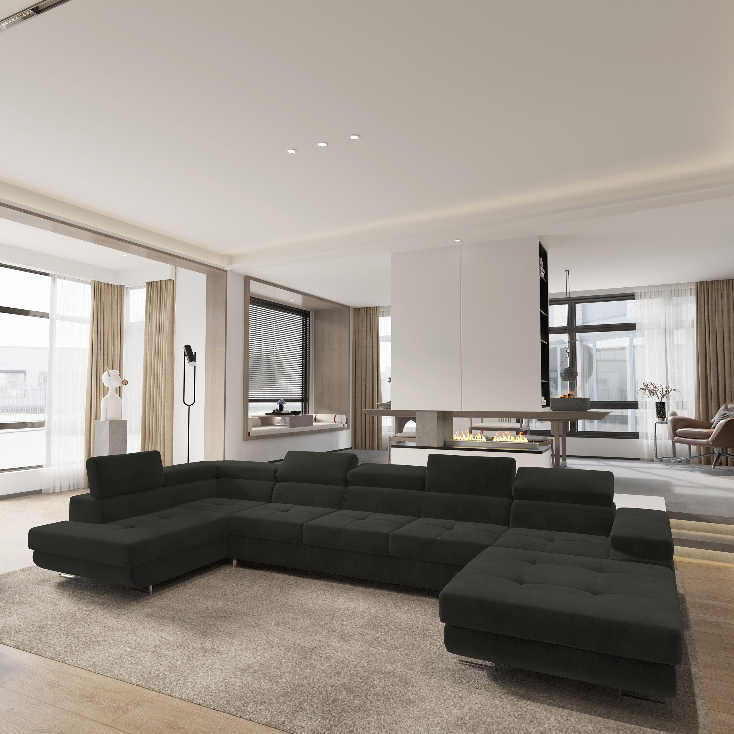 Masseno Ecksofa TORIVA mit Schlaffunktion U-Form, Sofa mit Bettkasten